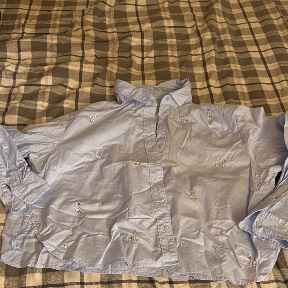 Light Blue Embroidered Shirt